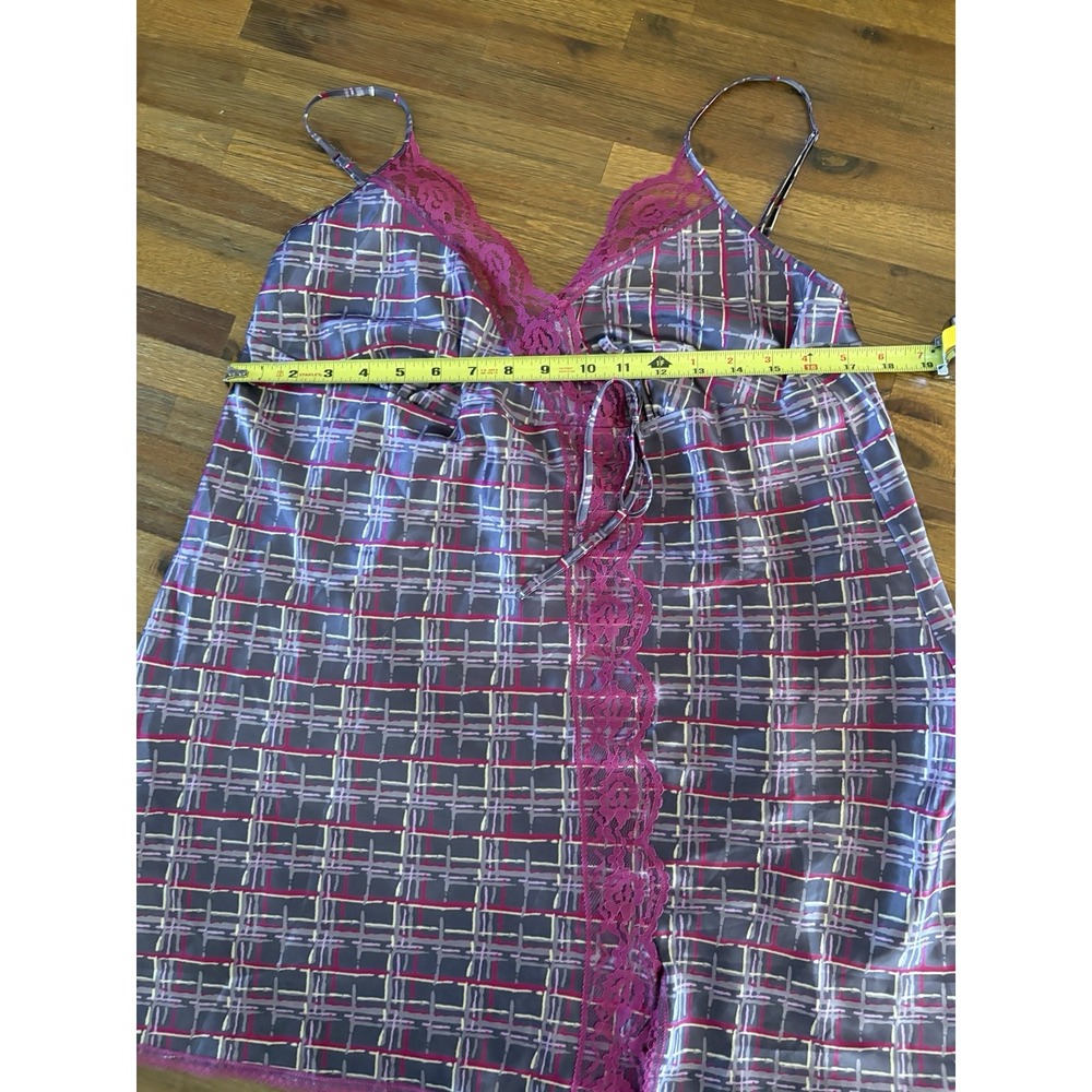 Victorias Secret  Angels Chemise Babydoll Nightgown Womens Size Large Plaid Lace - Picture 8 of 16